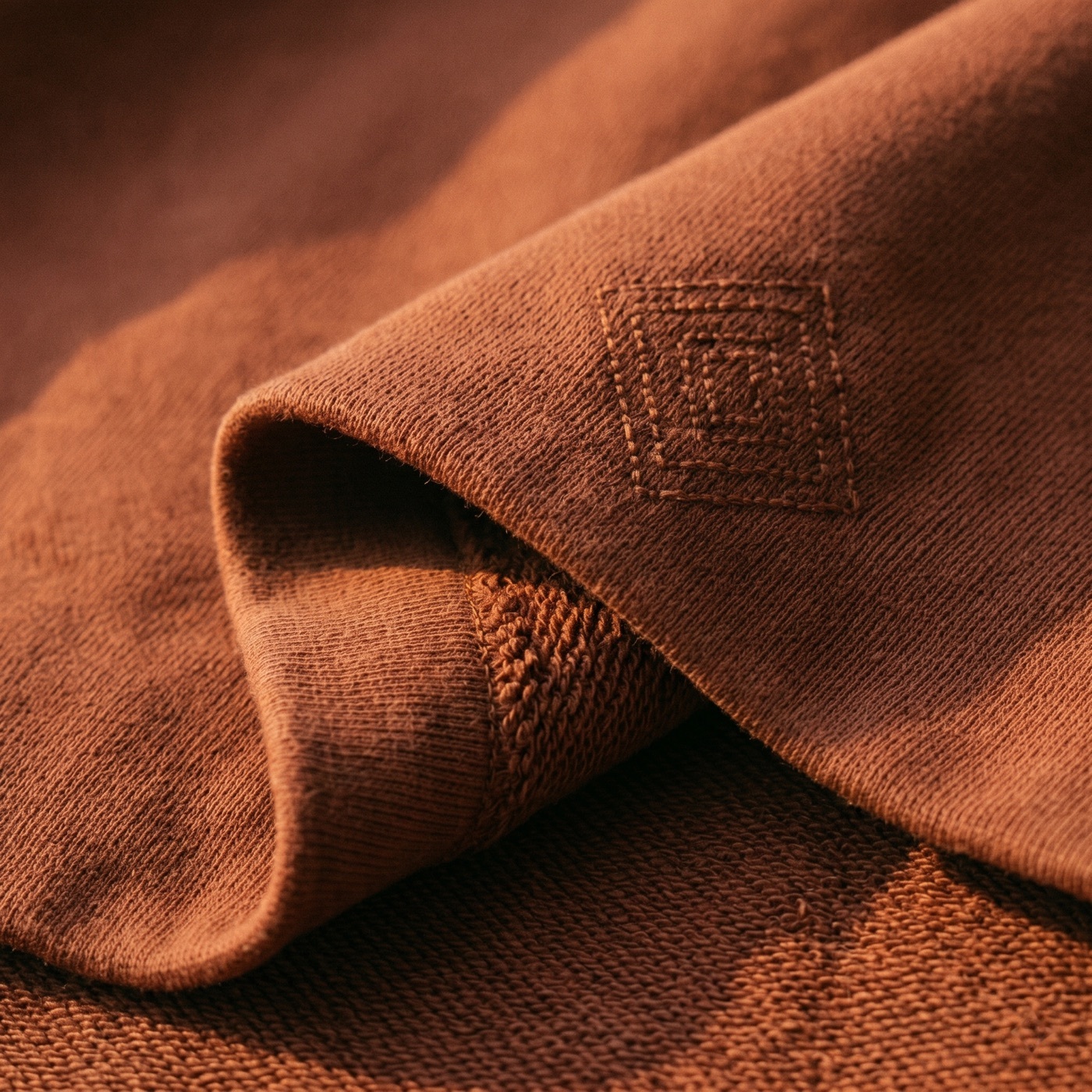 Close-up of a KariKuri textile study with a tonal diamond motif